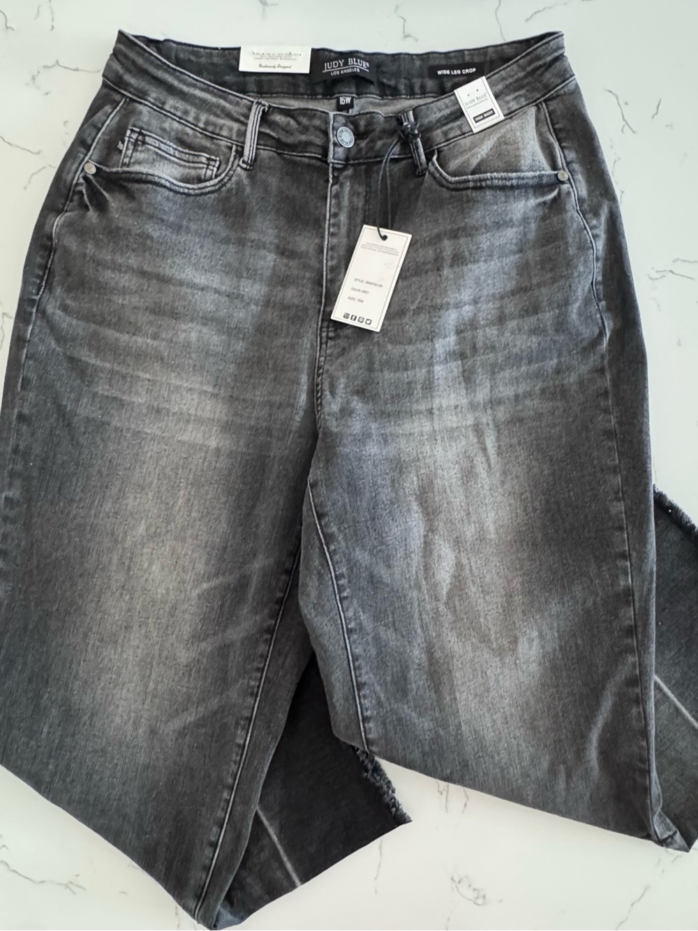 Judy Blue Knoxville Jeans Womens 16W Gray High Rise Wide Leg Crop NWT - Picture 5 of 11